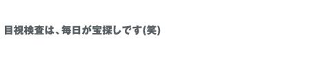 目視検査は、毎日が宝探しです(笑)